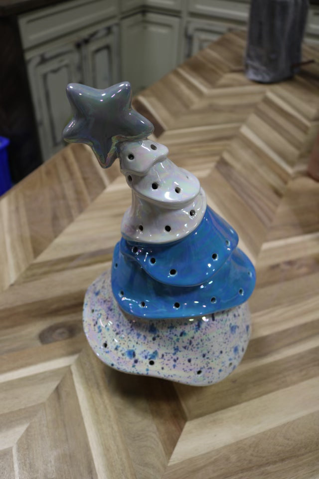 Animated Christmas Tree 13.25" H x 7.5" W - Great White North Pottery Supplies