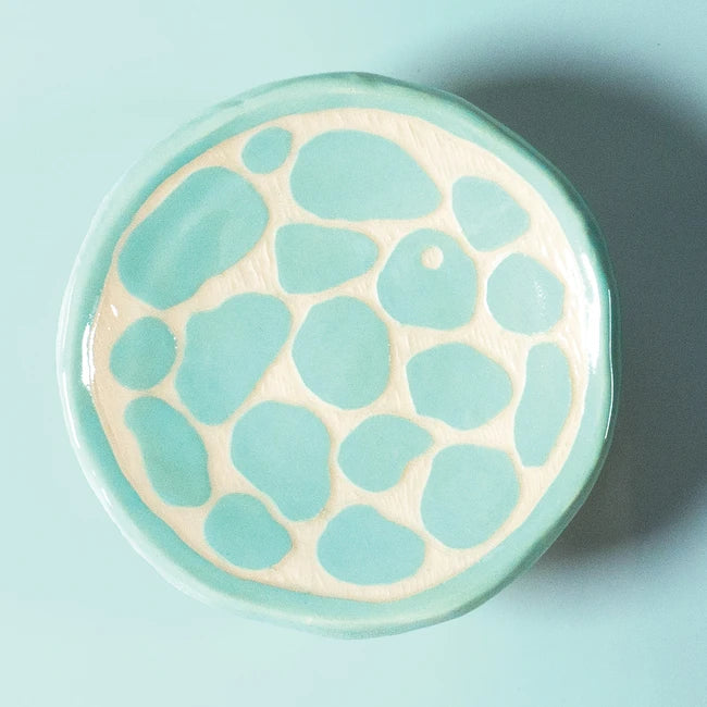 Amaco Sea Glass Velvet Underglaze V-329-Q cone tiles used on functional ceramics
