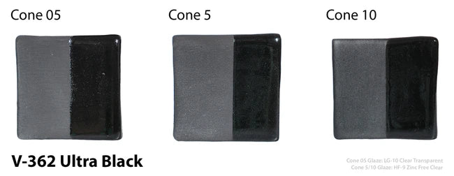 Amaco Ultra Black Velvet Underglaze V-362-Q cone tiles