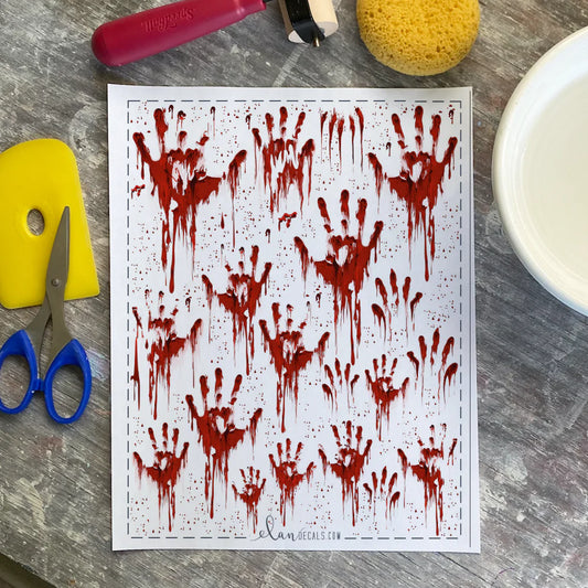 Bloody Hands Overglaze Decal - Great White North Pottery Supplies