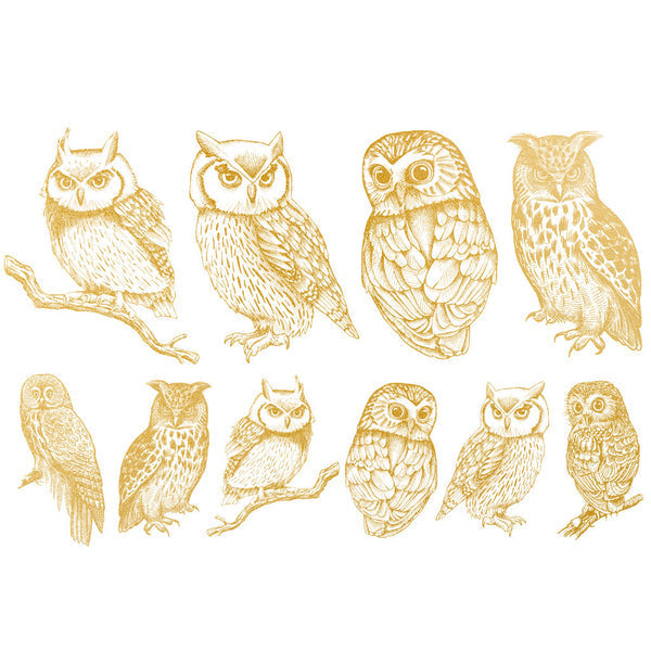 Owl Gold Overglaze Decal