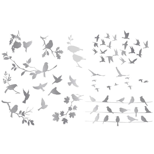 Bird Silhouette White Gold Overglaze Decal - Great White North Pottery Supplies