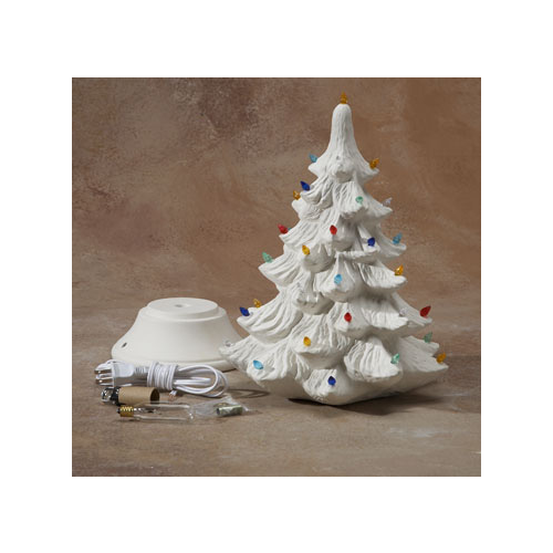 Christmas Tree with Lights 9.5" W X 14" H - Great White North Pottery Supplies