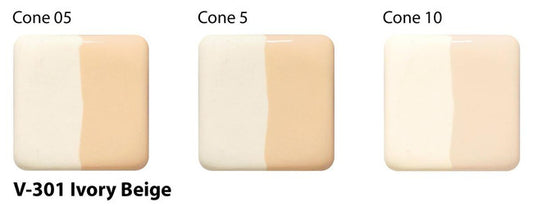 AMACO V-301 Ivory Beige Velvet Underglaze cone chart