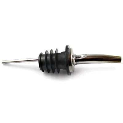 Chrome Tapered Bottle Pourer Black Rubber