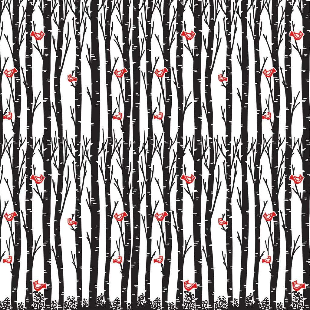 Birch and Cardinals - Great White North Pottery Supplies
