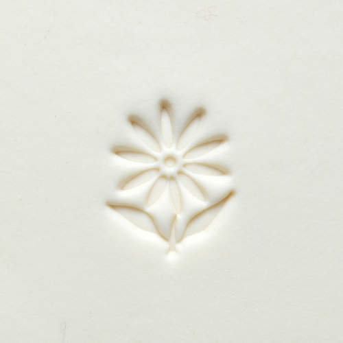 Scs-198 Small Round Stamp &#8211; Daisy with Leaves