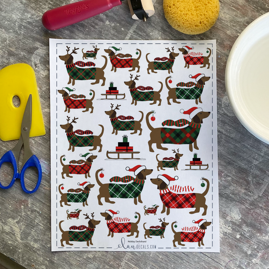 Holiday Dachshund Overglaze Transfer