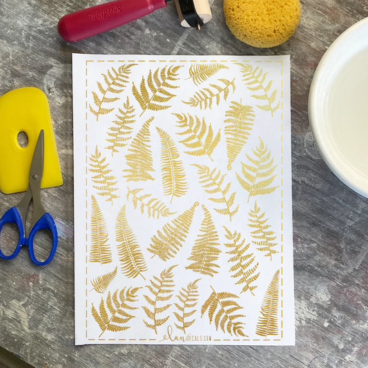 Ferns-24K Gold Overglaze Decal - Great White North Pottery Supplies