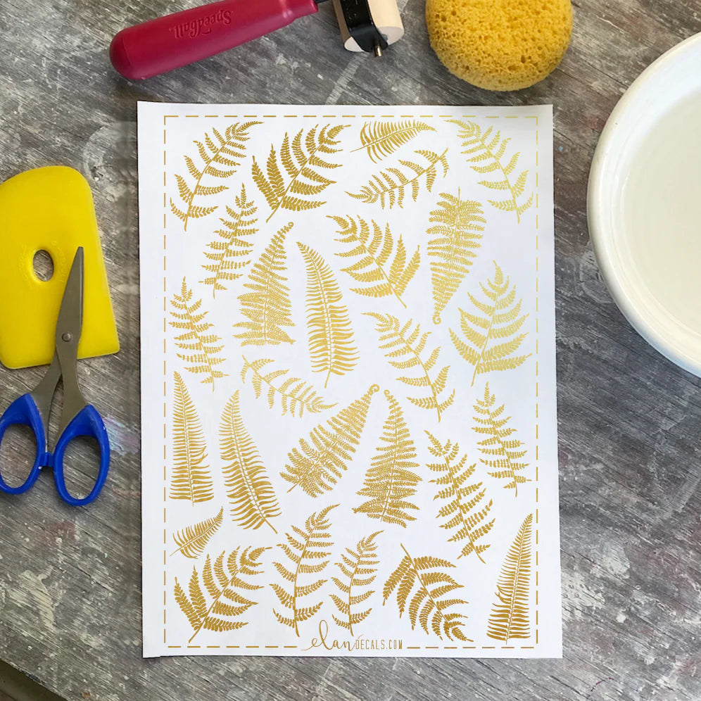 Ferns-24K Gold Overglaze Decal - Great White North Pottery Supplies