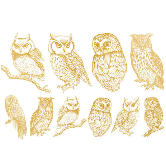 Owl Gold Overglaze Decal