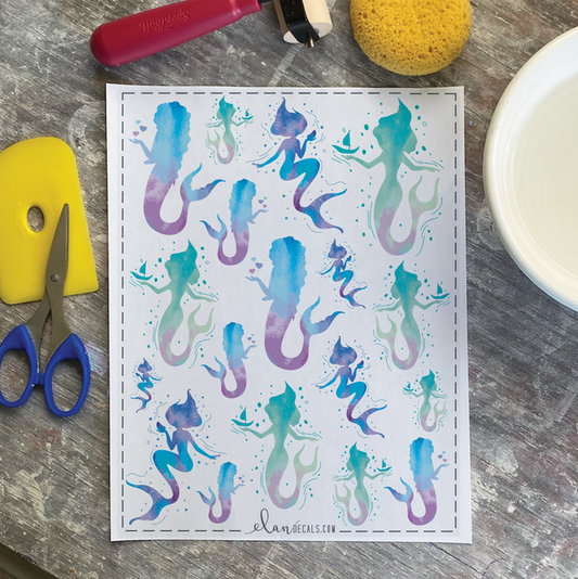 Mermaids Ombre Overglaze Decal