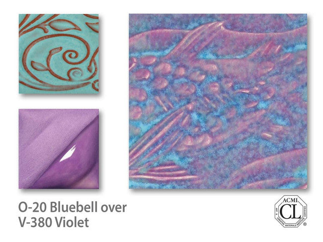 Amaco Violet Velvet Underglaze V-380-Q cone tiles used on functional ceramics with carving details