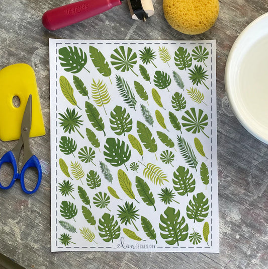 Tropical Leaves Overglaze Decal