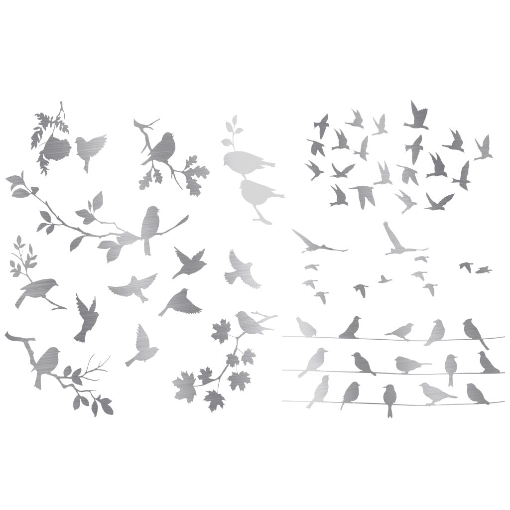 Bird Silhouette White Gold Overglaze Decal - Great White North Pottery Supplies
