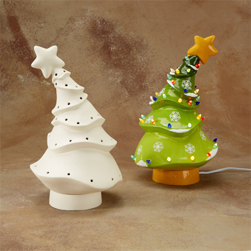 Animated Christmas Tree 13.25" H x 7.5" W - Great White North Pottery Supplies