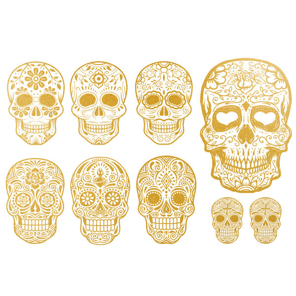 Sugar Skull Gold/White Gold Overglaze Decal