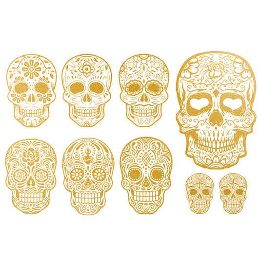 Sugar Skull Gold/White Gold Overglaze Decal